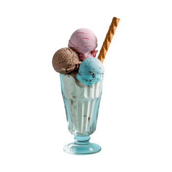 a set of ice creams in a tall glass isolated on transparent background png