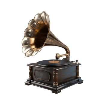 Gramophone vintage music player isolated on transparent background png