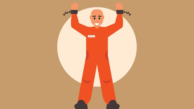 prisoner with handcuffs is free flat design illustration vector