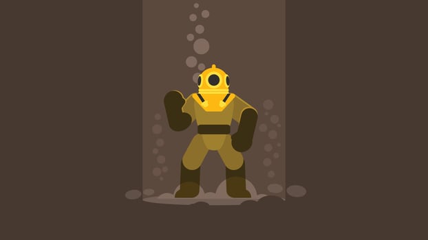 deep diver on the ground of the ocean for industrial discoveries vector