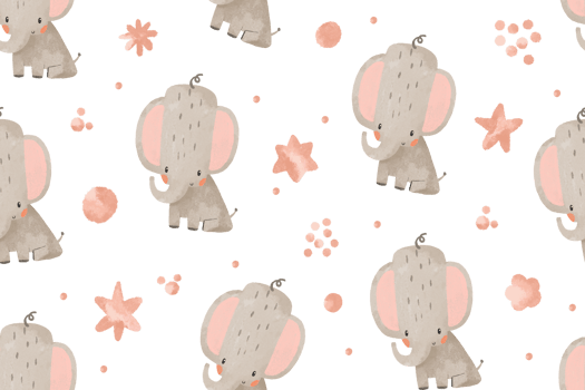 Seamless background with little baby elephant. Illustration of stars, clouds and star elements. Good night. Pattern for newborns. Cute baby illustration on isolated background png