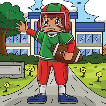 American Football Player with a Ball Colored vector