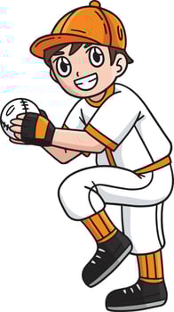 Boy Pitching Baseball Cartoon Colored Clipart vector