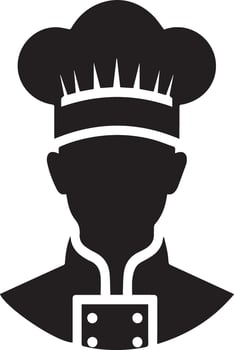 minimal chef uniform and face silhouette, silhouette, black color, white background 3 vector