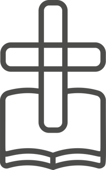Christian religious outline symbol. Cross and bible. Pictogram for holly spring holiday. png