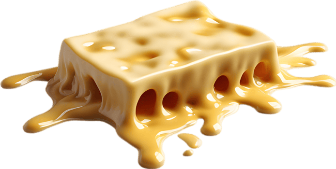 Picture of delicious-looking melted cheese. Ai-Generated png
