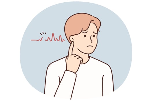 Unhealthy man suffer from hearing disability vector