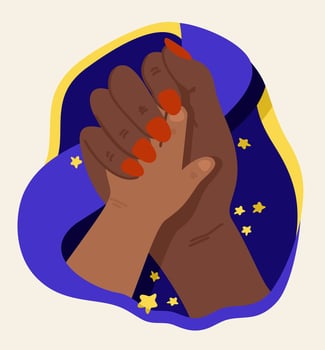 Mother's and kid's hands. Mother sleeping with her baby. Love and motherhood concept. isolated illustration vector