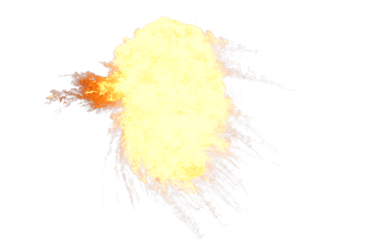 Aerial explosion on transparent background png