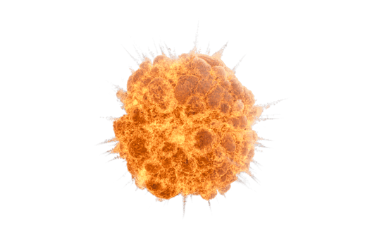 Aerial explosion on transparent background png