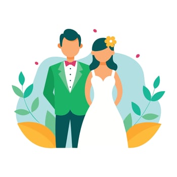 Wedding Celebration Illustration of Bride and Groom vector