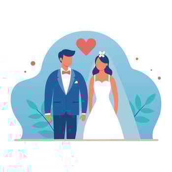 Modern Wedding Couple Illustration - Love and Matrimony Concept vector