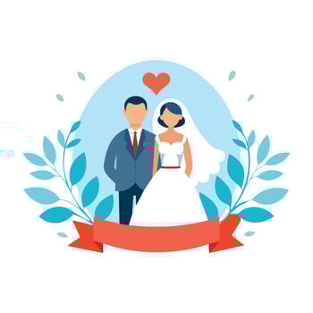 Elegant Cartoon Wedding Couple Illustration vector