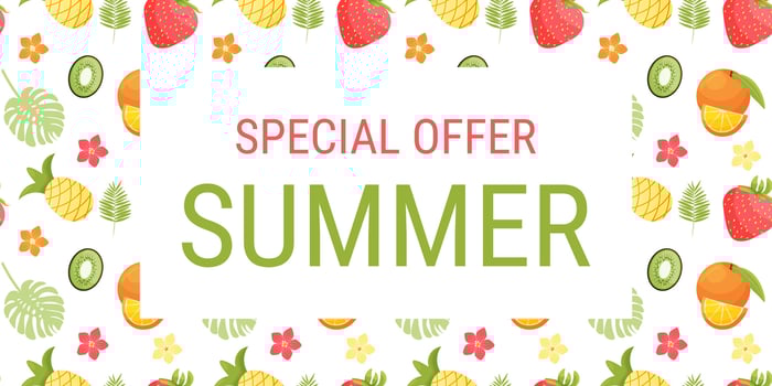 Banner of special offer, summer. fruit with tropical leaves. illustration vector