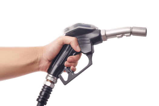 Close Up of hand holding gas nozzle png