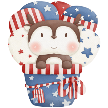 Animals and balloons in Independence Day watercolor clip art png