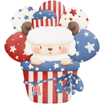 Animals and balloons in Independence Day watercolor clip art png