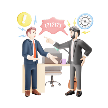 Conflict in Office Between Worker and Supervisor - 3D Character Illustration in Business png