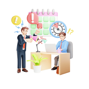 Director Scolds Worker - Business Deadline 3D Character Illustration png