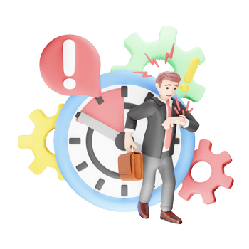Businessman Fear of Being Late - 3D Character Illustration, Time Management in Business png