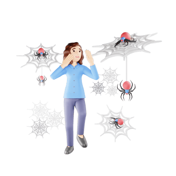 Woman Fear of Spider - 3D Character Illustration png