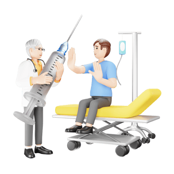 Man Fear of Injection - 3D Character Illustrationd png