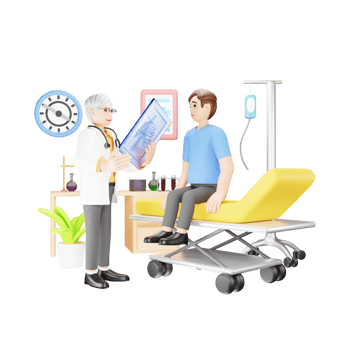 Man Panic and Fear of Doctor in 3D Character Illustration png