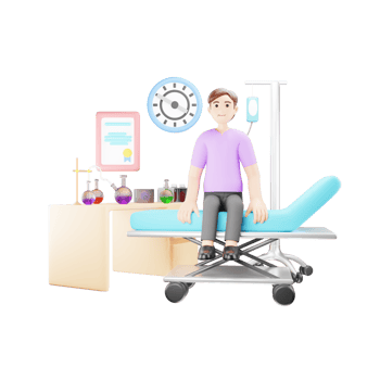 Patient Sitting on Hospital Bed in 3D Character Illustration png