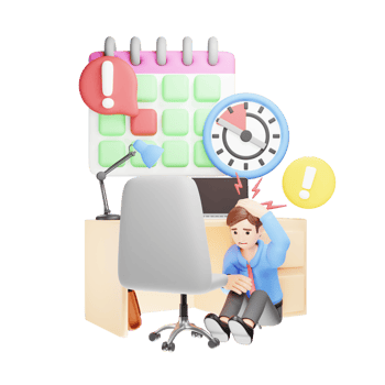 Scared Man Hiding from Work - 3D Character Illustration png