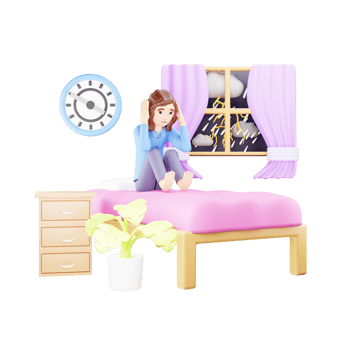 Woman Afraid of Thunder and Lightning - 3D Character Illustration png