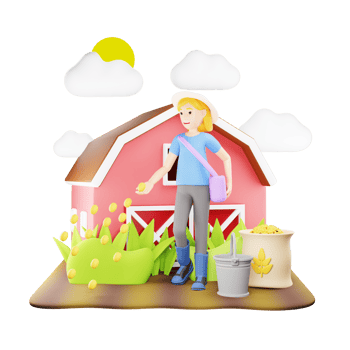 Farmer Planting Seeds - 3D Character Illustration png