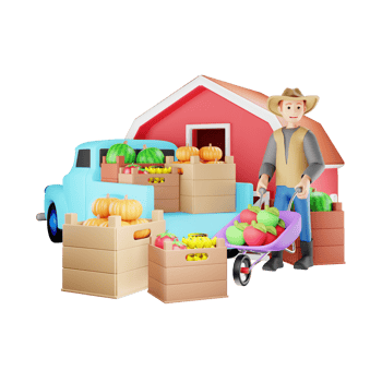 3D Farmer Character with Crop Ready to Transport - Harvest Season Illustration png