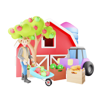 Farmer on the Farm - 3D Character Illustration Working in Rural Agriculture Field png