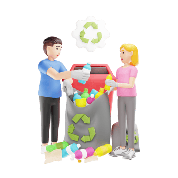 Garbage Recycling for Eco Friendly Waste Management - 3D Character Illustration png