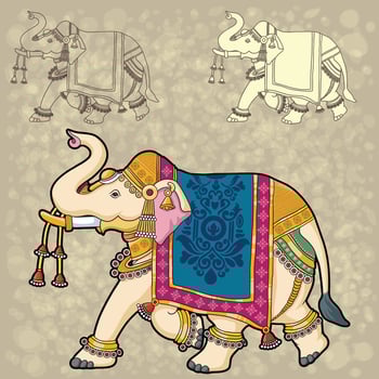 Indian traditional Rajasthani painting Ornamental Decorative Pichwai Elephant vector