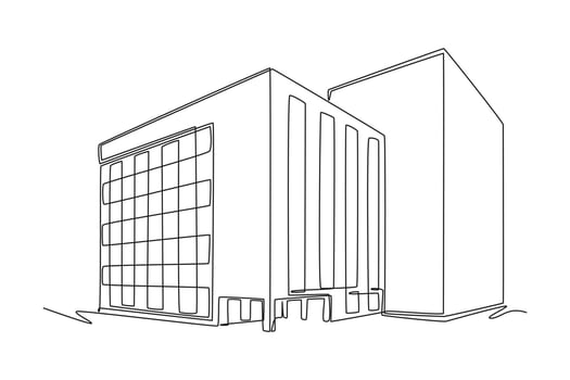 One continuous line drawing of cute house or small building concept Doodle illustration vector