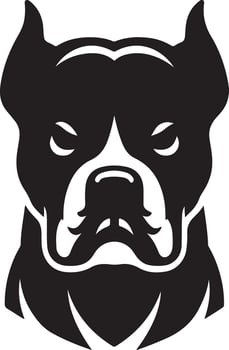 minimal angry Pitbull dog silhouette, black color silhouette 24 vector