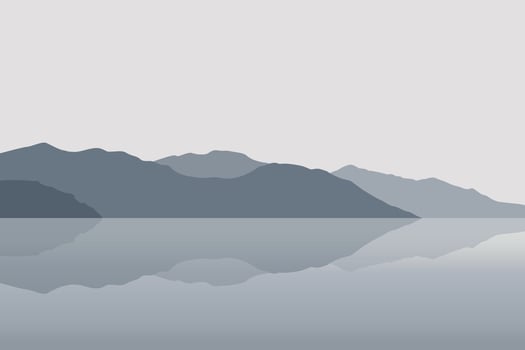 Lake nature panorama. Illustration in flat style. vector