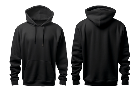 Black Hooded Comfort on a transparent background. png