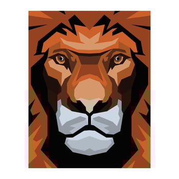 illustration of lion head in square shape vector