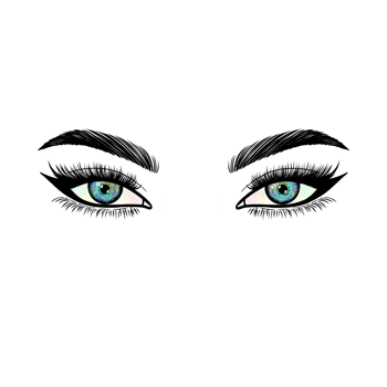 Hand drawn female eyes. png