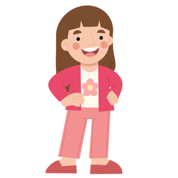 Happy little girl standing hand drawn art illustration png