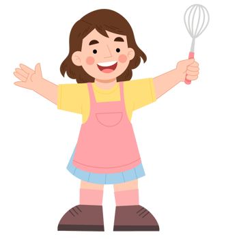 Little girl cooking cartoon illustration png