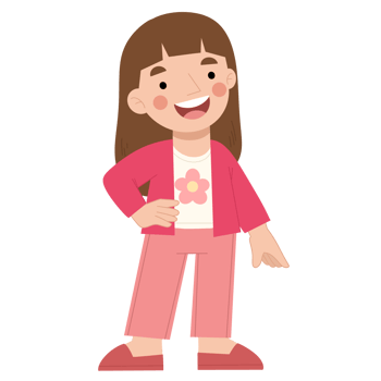 Cheerful little girl standing cartoon hand drawn illustration png