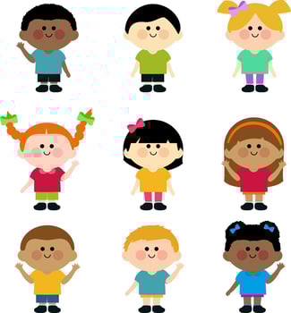 Diverse group of children. Happy multi racial kids, boys and girls. vector