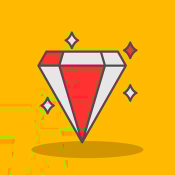 Diamond Filled Shadow Icon vector