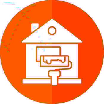 Home Renovation Glyph Red Circle Icon vector