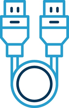 Usb Cable Line Blue Two Color Icon vector