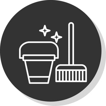 Cleaning Tools Line Grey Circle Icon vector