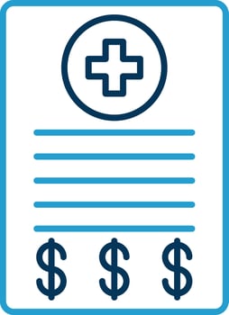 Medical Bill Line Blue Two Color Icon vector
